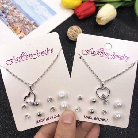 Sliver Neckchain with 8 pieces earrings
