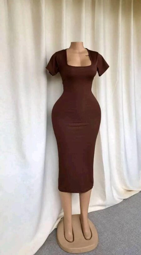 Brown body con dress